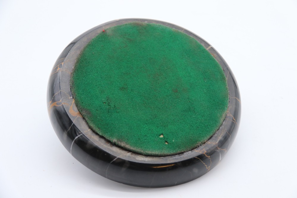 A most pleasing 1930s marble and bronze mounted bowl or desk tidy.
 View XV