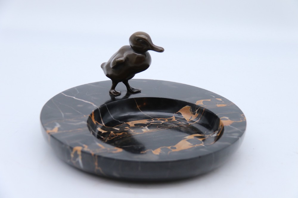 A most pleasing 1930s marble and bronze mounted bowl or desk tidy.
 View XVII