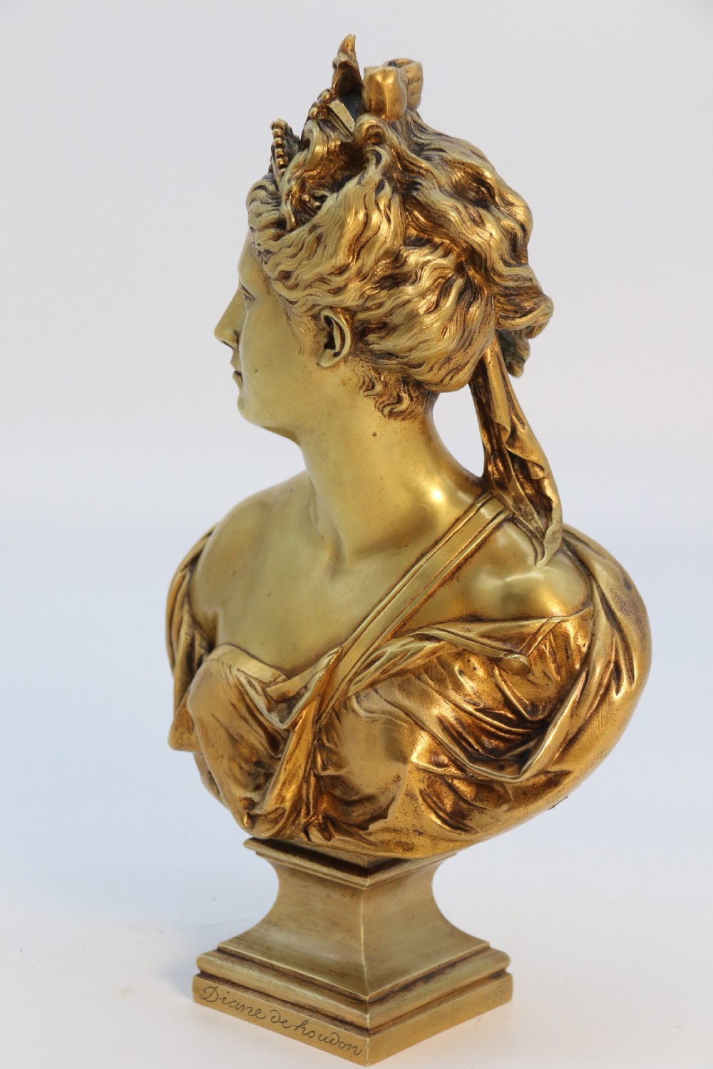 A Superb 19th century gilt bronze bust of Diana the Huntress after Jean Antoine Houdon (1741 – 1828) View III