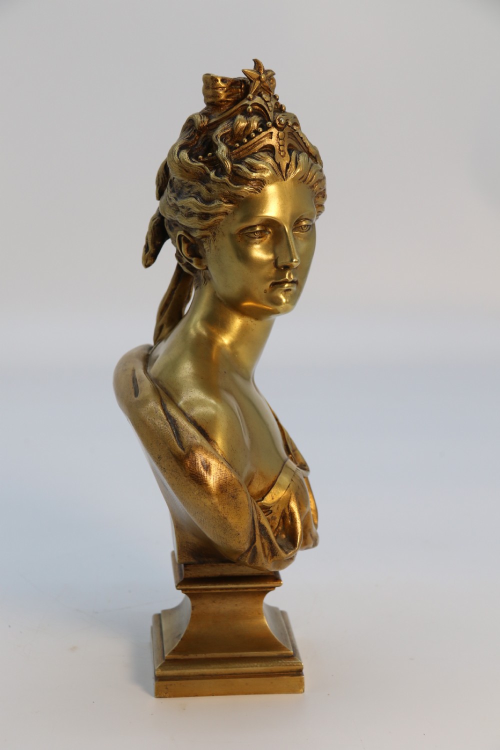 A Superb 19th century gilt bronze bust of Diana the Huntress after Jean Antoine Houdon (1741 – 1828) View VIII