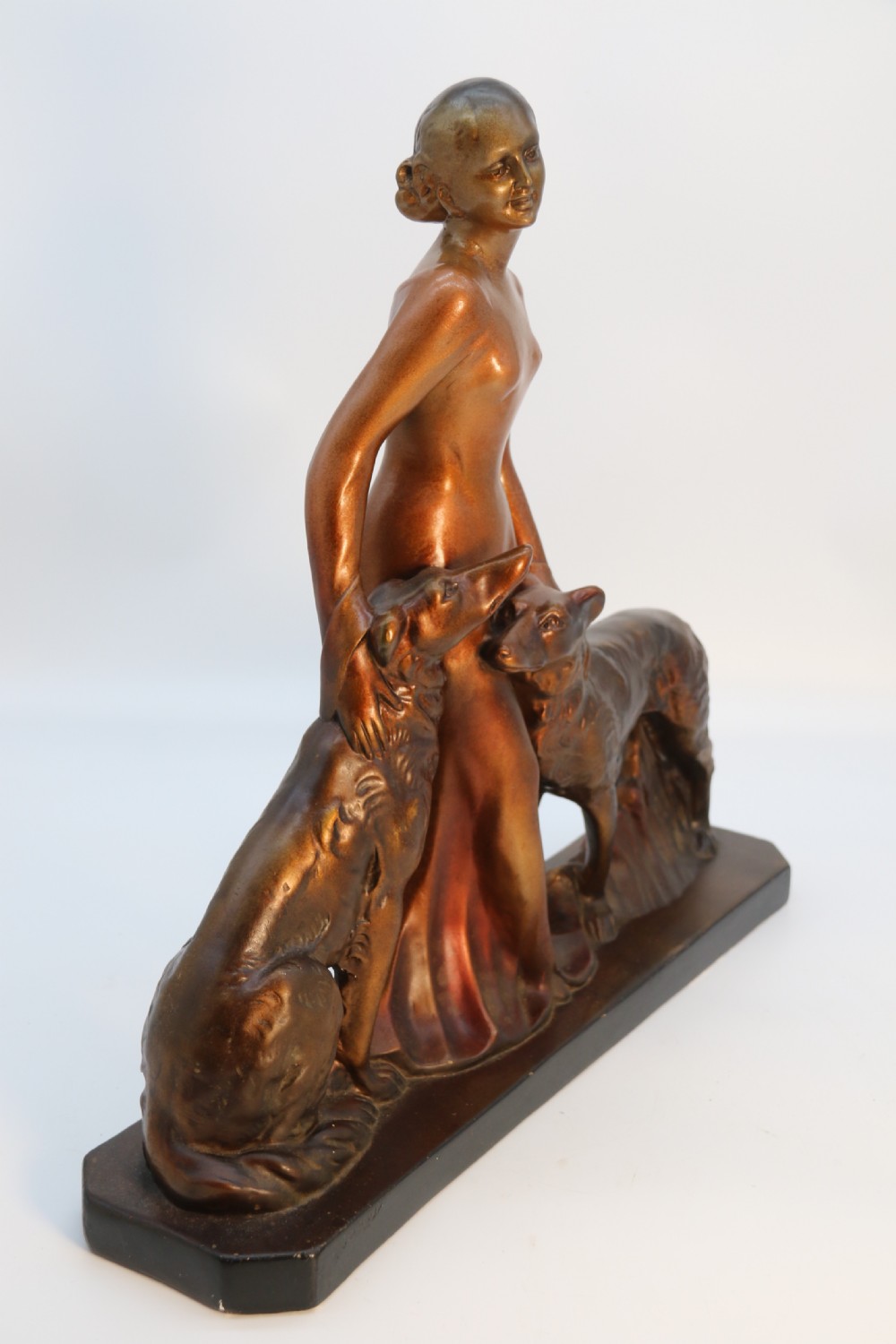 An elegant art deco plaster and cold painted figure group, circa 1930 View IV