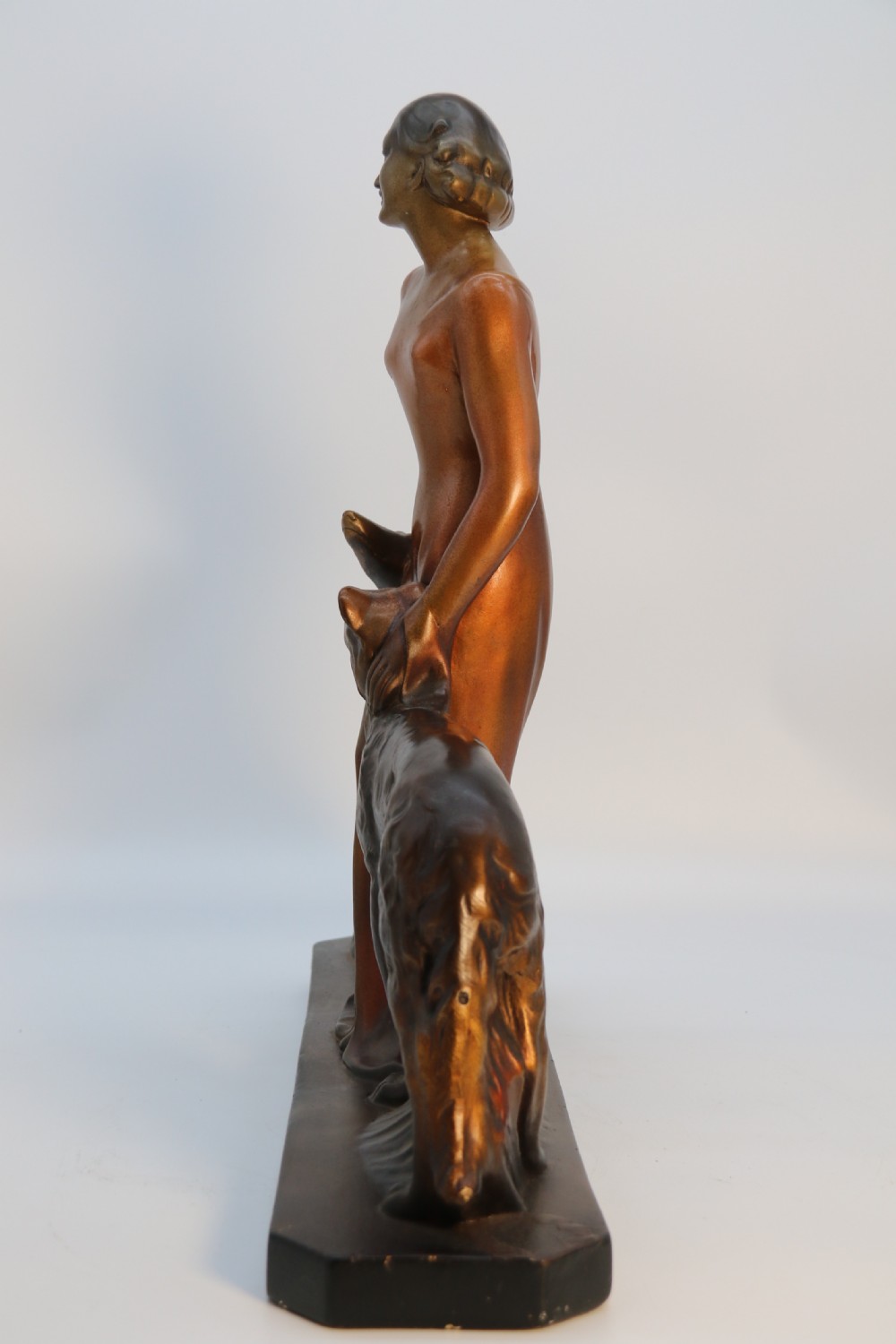 An elegant art deco plaster and cold painted figure group, circa 1930 View IX