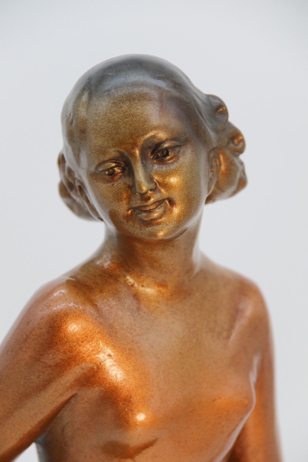 An elegant art deco plaster and cold painted figure group, circa 1930 View XIII