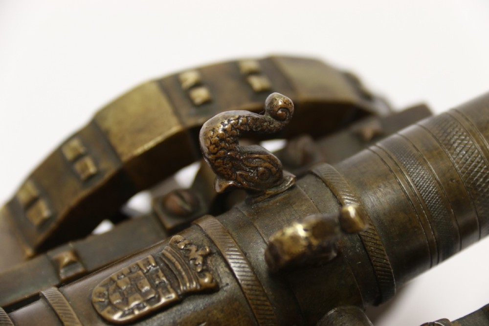 A 19th century French bronze model cannon. View VIII