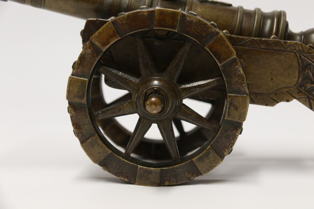 A 19th century French bronze model cannon. View XIII