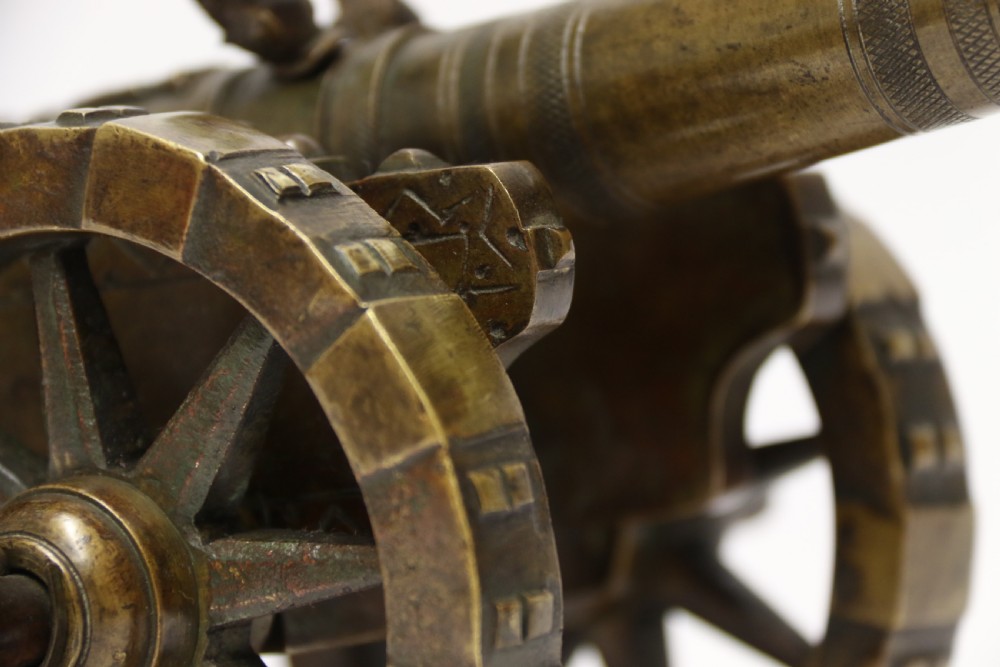 A 19th century French bronze model cannon. View XV