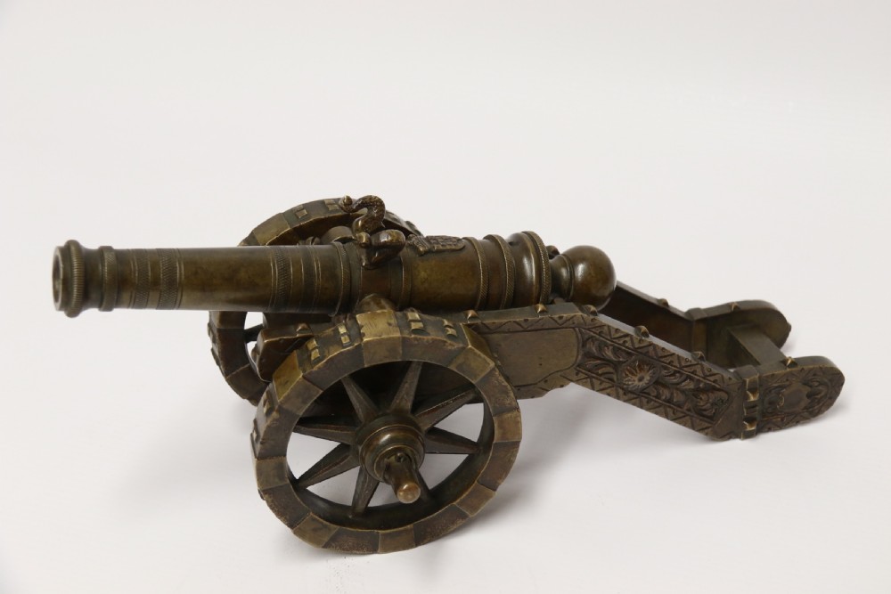 A 19th century French bronze model cannon. View XXIV
