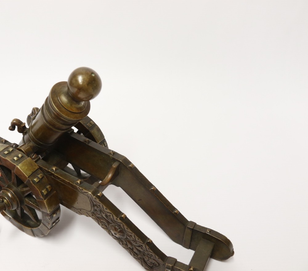 A 19th century French bronze model cannon. View XXIX