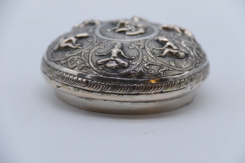 A fine Indian Raj period silver repousse decorated lidded container, c 1900 View XII