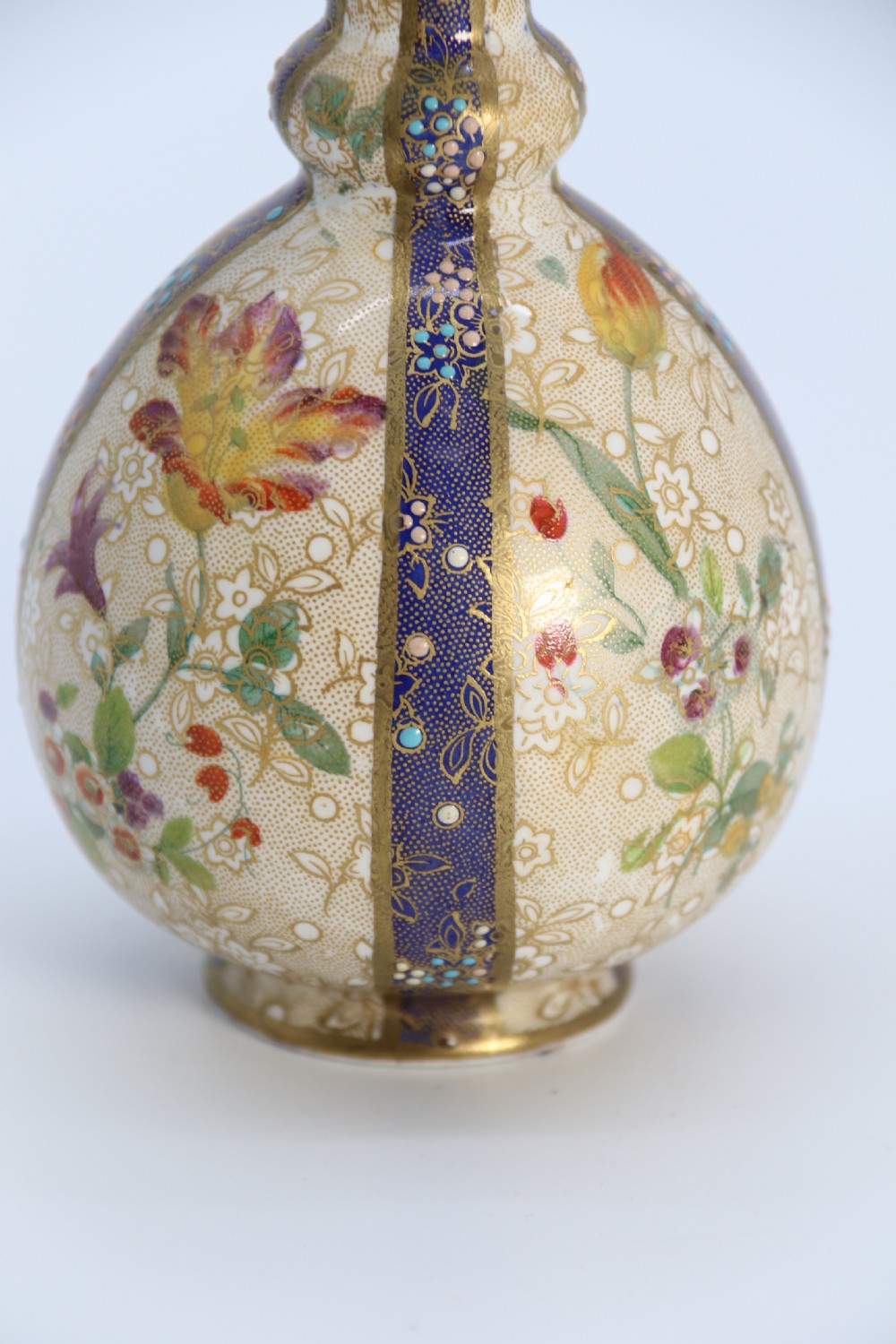 A pair of early Carlton Ware enamelled and gilt floral vases, circa 1900 View XII