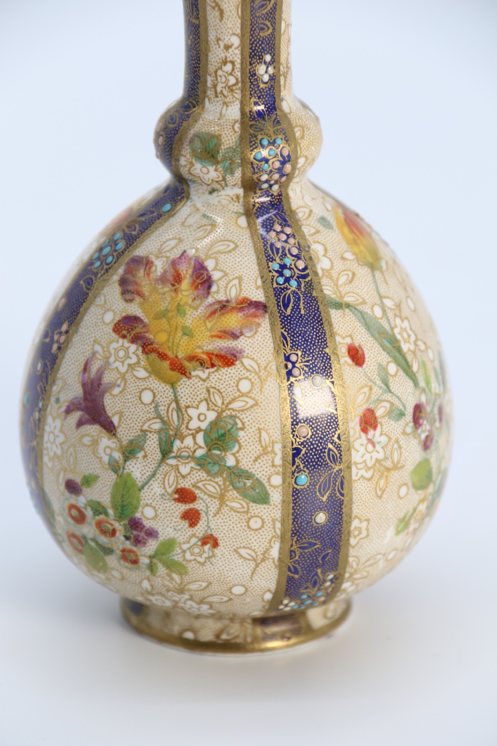 A pair of early Carlton Ware enamelled and gilt floral vases, circa 1900 View XIII