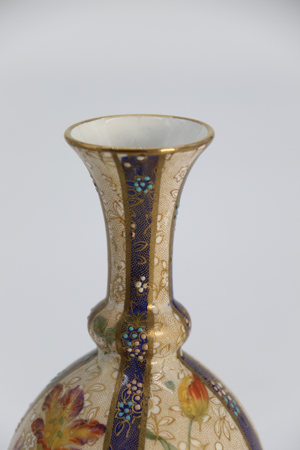 A pair of early Carlton Ware enamelled and gilt floral vases, circa 1900 View XIV