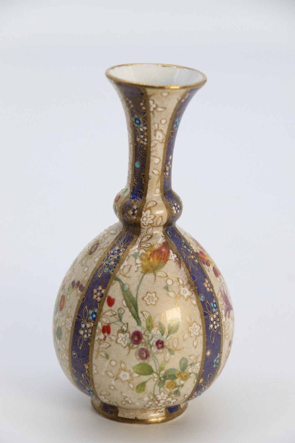 A pair of early Carlton Ware enamelled and gilt floral vases, circa 1900 View XX
