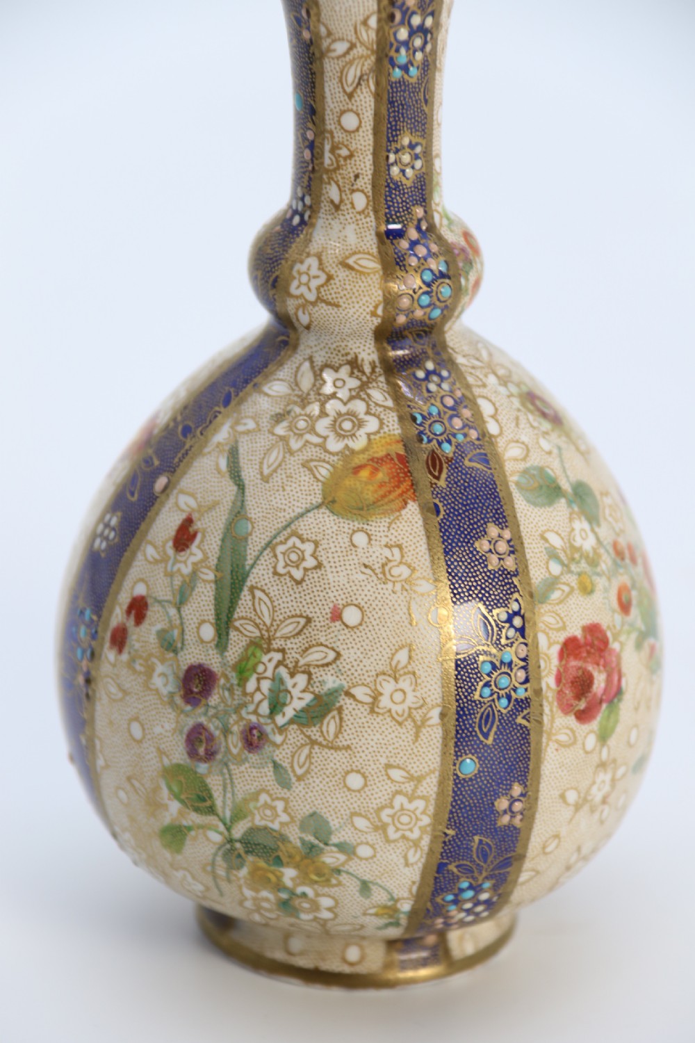 A pair of early Carlton Ware enamelled and gilt floral vases, circa 1900 View XXII