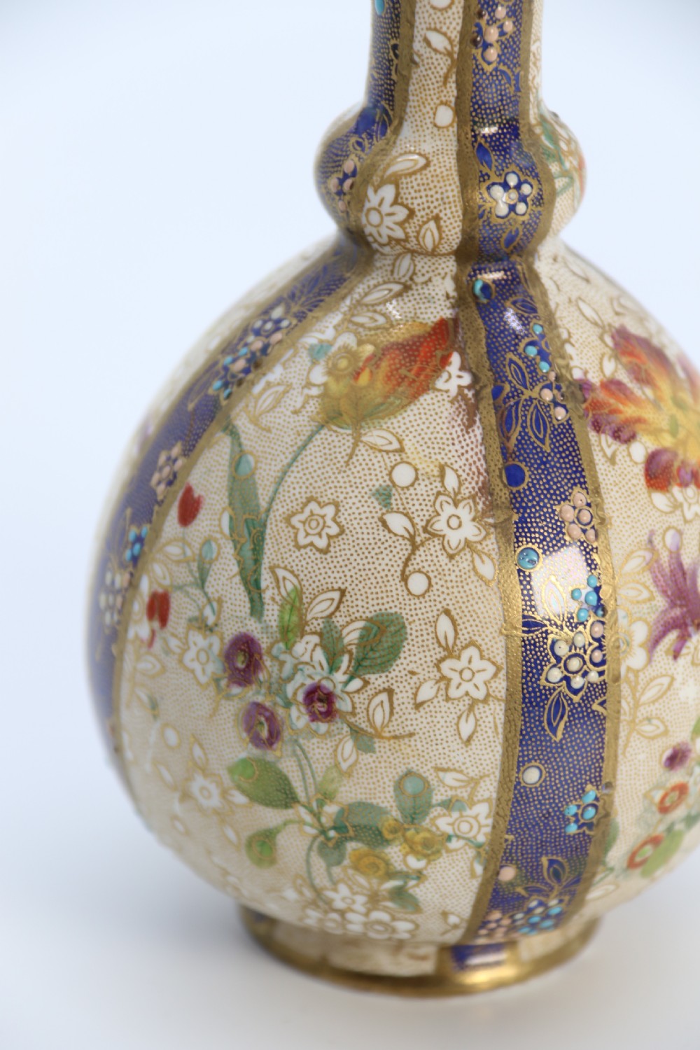 A pair of early Carlton Ware enamelled and gilt floral vases, circa 1900 View XXV