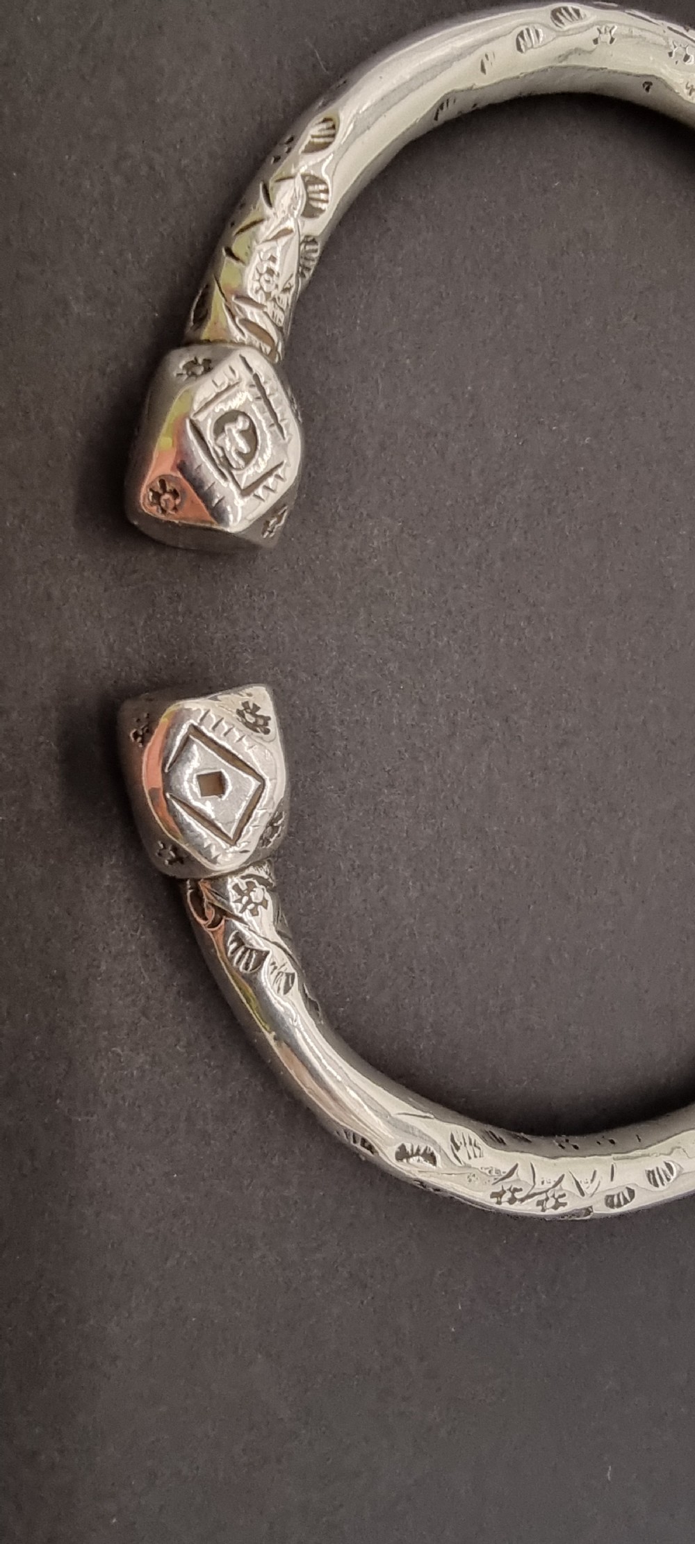 A very heavy pair of 19th century Portuguese solid silver arm bracelets

 View III
