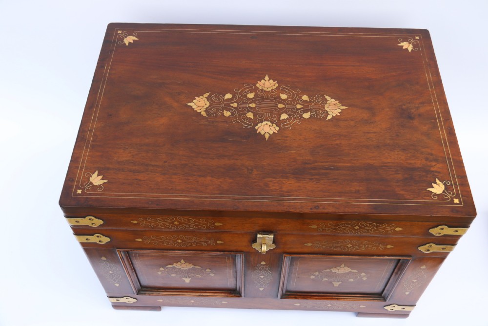 An Indian teak and brass inlaid marriage or dowry chest View XXII