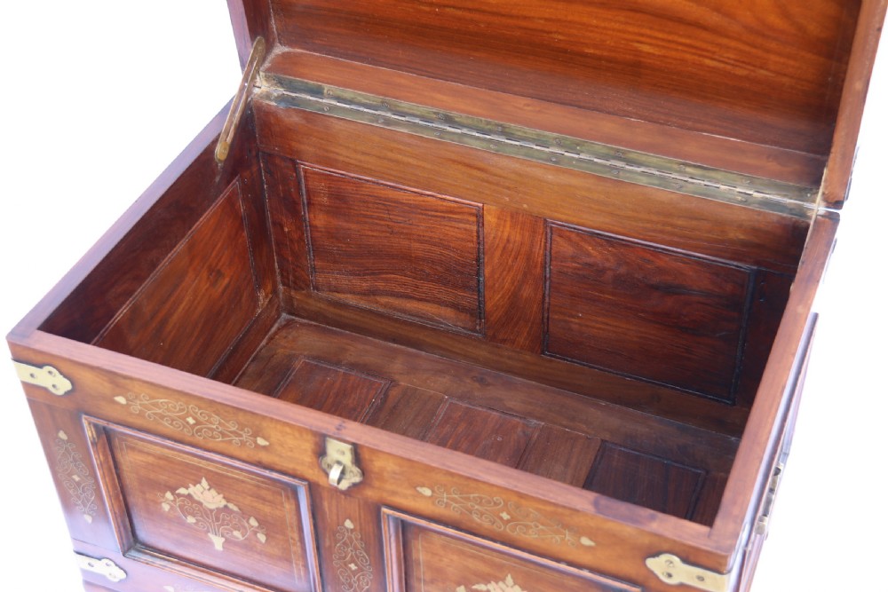 An Indian teak and brass inlaid marriage or dowry chest View XXIV