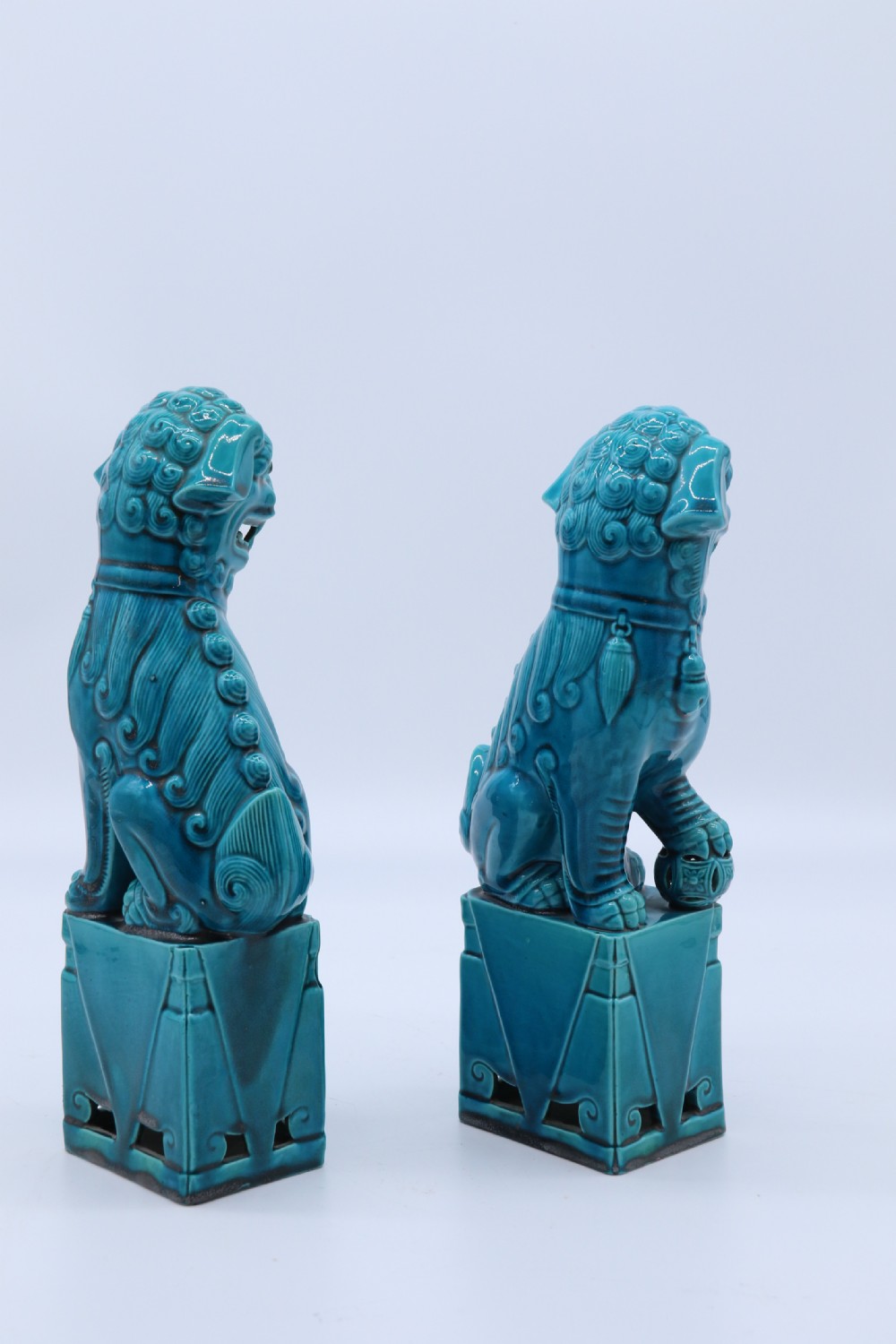 A pair of porcelain Chinese Buddhist Temple lions or foo dogs, circa 1900 View IV