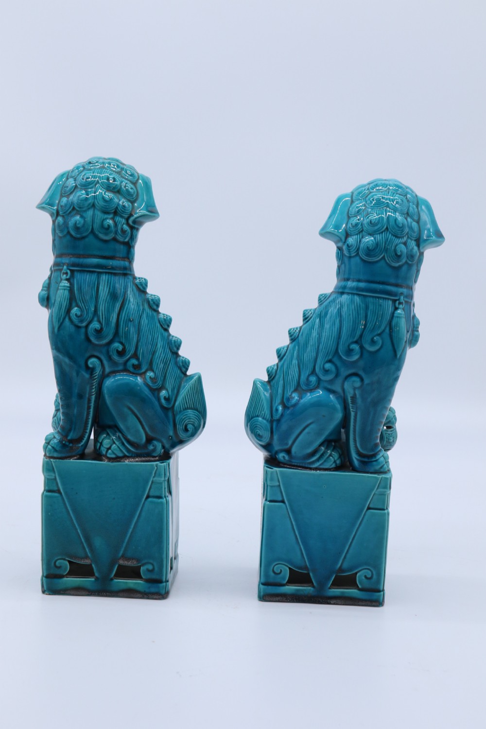 A pair of porcelain Chinese Buddhist Temple lions or foo dogs, circa 1900 View VI