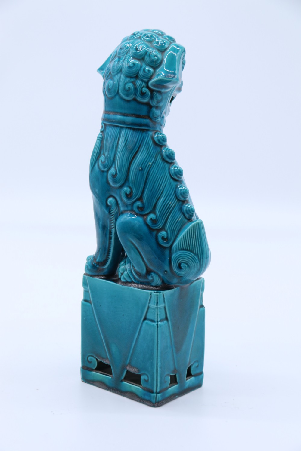 A pair of porcelain Chinese Buddhist Temple lions or foo dogs, circa 1900 View X