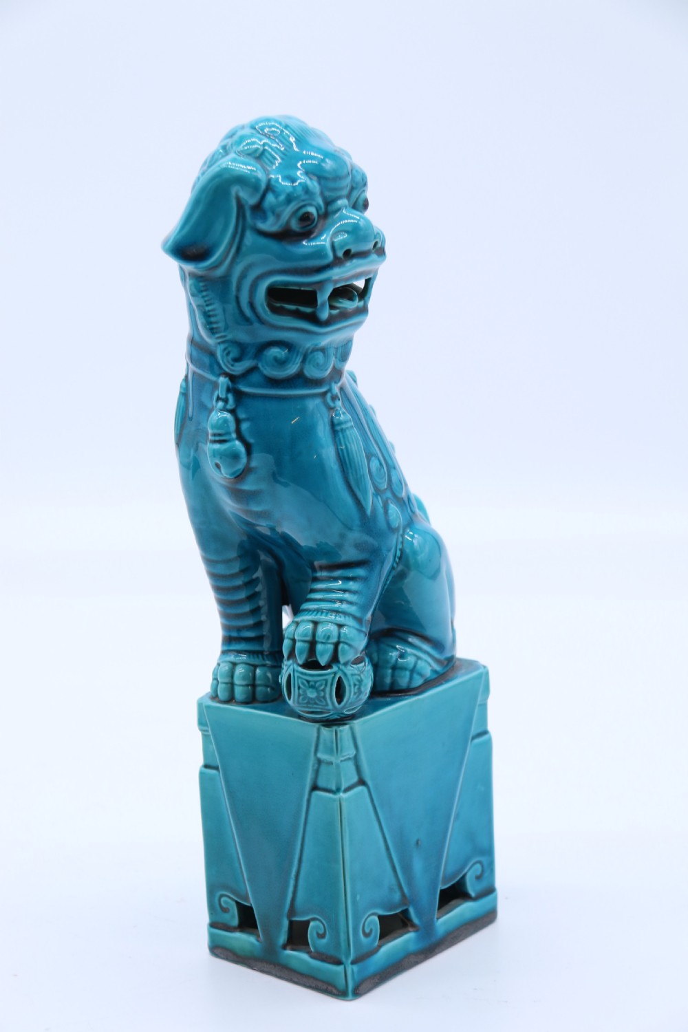 A pair of porcelain Chinese Buddhist Temple lions or foo dogs, circa 1900 View XIV