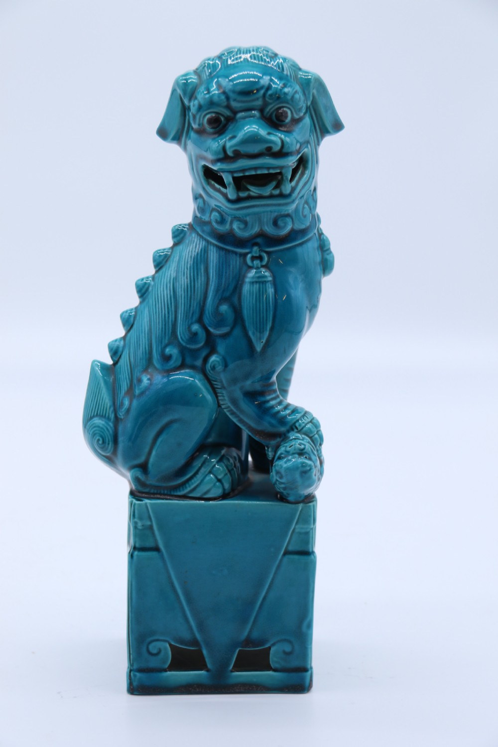 A pair of porcelain Chinese Buddhist Temple lions or foo dogs, circa 1900 View XX