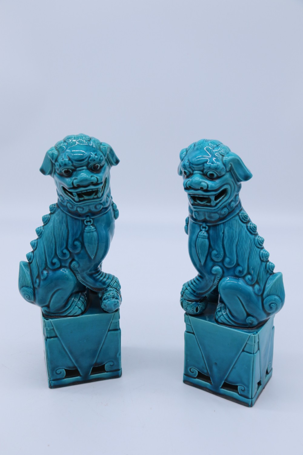A pair of porcelain Chinese Buddhist Temple lions or foo dogs, circa 1900 View XXVI