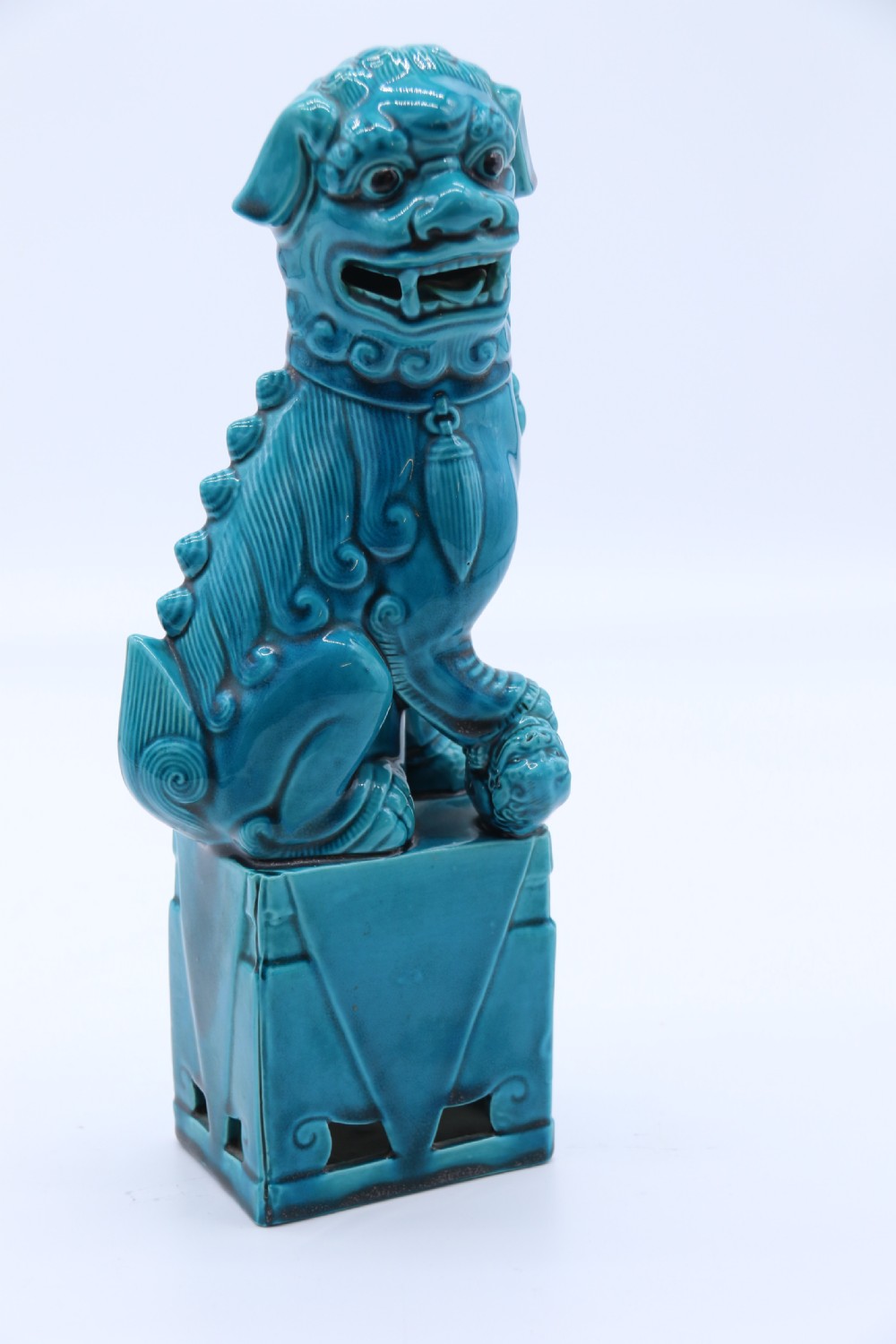 A pair of porcelain Chinese Buddhist Temple lions or foo dogs, circa 1900 View XXVIII