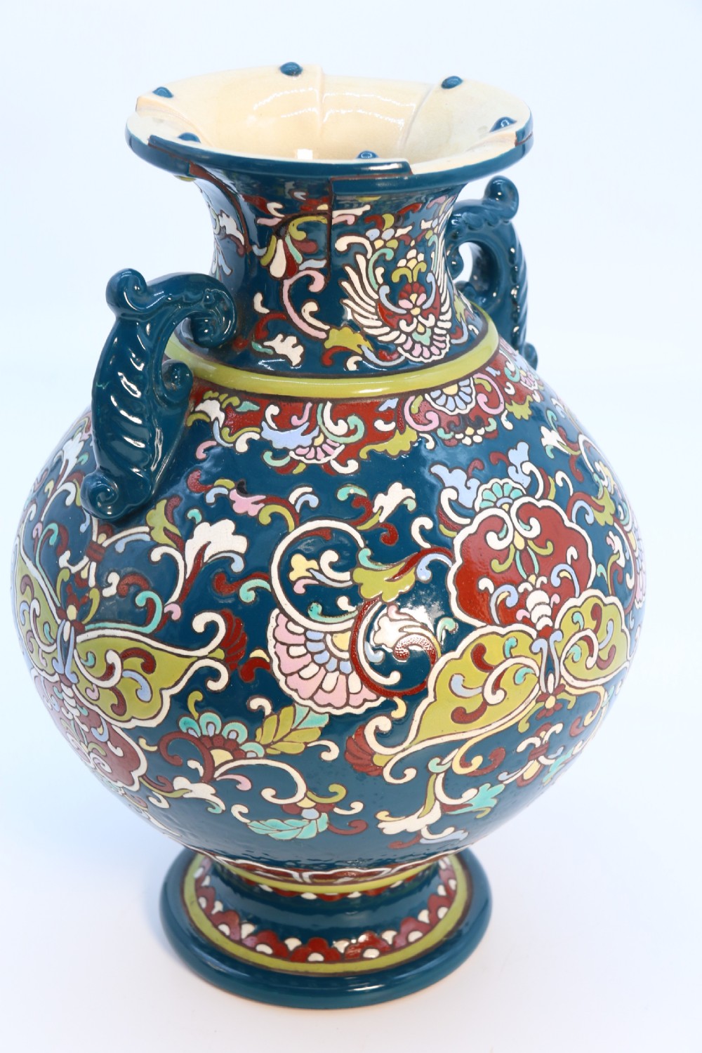 A large  Japanese hand enamelled pottery vase, circa 1910

 View II