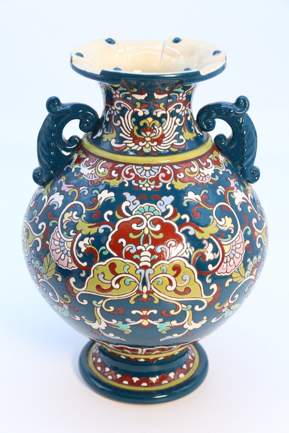 A large  Japanese hand enamelled pottery vase, circa 1910

 View V