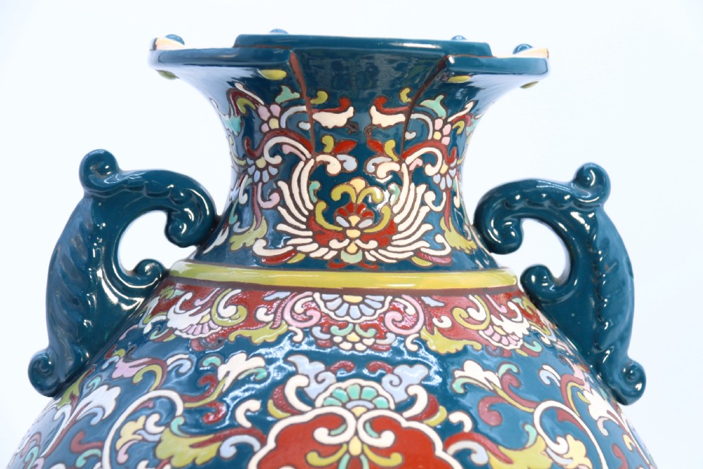 A large  Japanese hand enamelled pottery vase, circa 1910

 View XIII