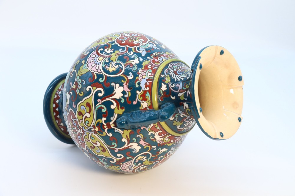 A large  Japanese hand enamelled pottery vase, circa 1910

 View XVII