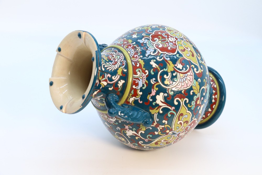 A large  Japanese hand enamelled pottery vase, circa 1910

 View XVIII