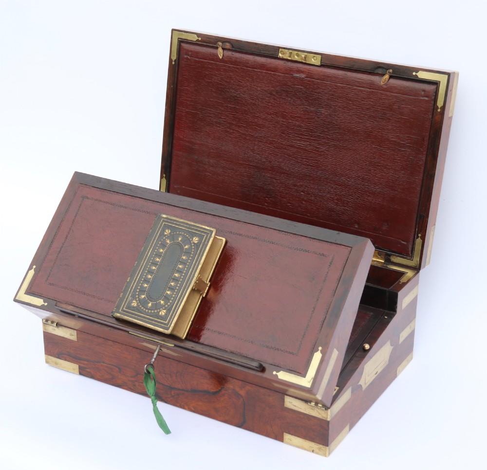 English early 19th century brass mounted campaign writing box by Hicks of London, circa 1825

 View IV