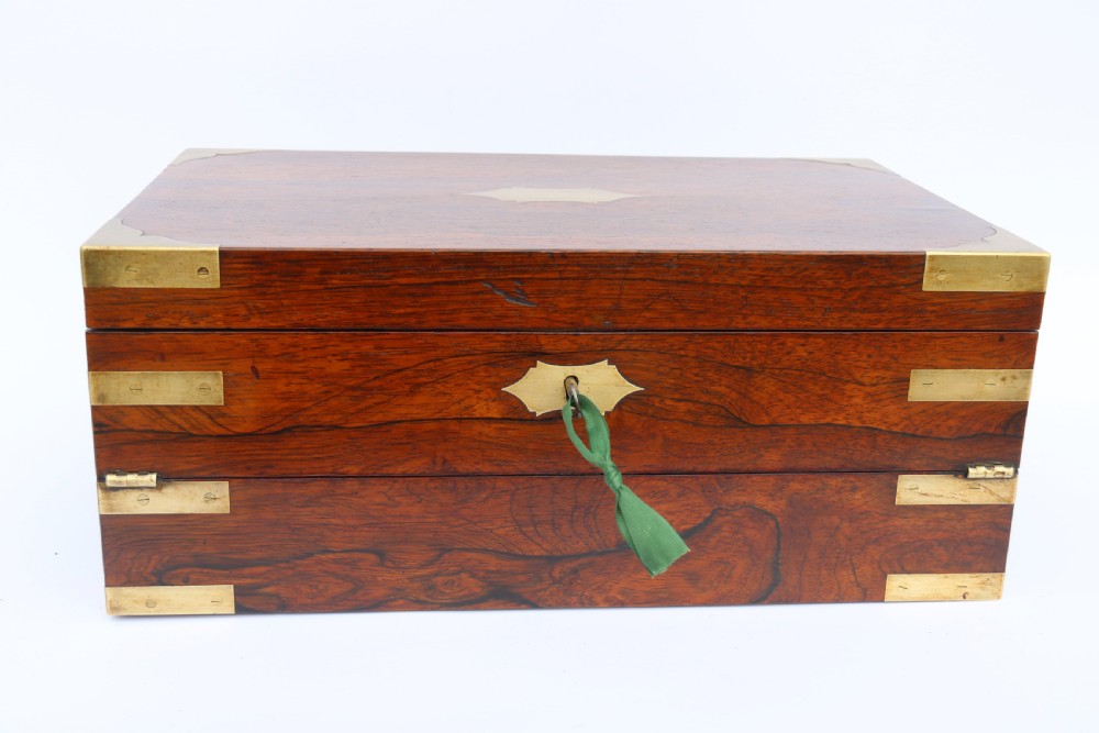 English early 19th century brass mounted campaign writing box by Hicks of London, circa 1825

 View VI