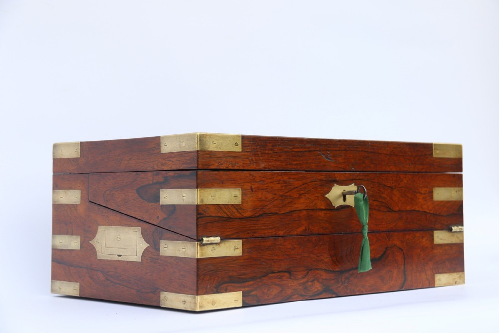 English early 19th century brass mounted campaign writing box by Hicks of London, circa 1825

 View VIII