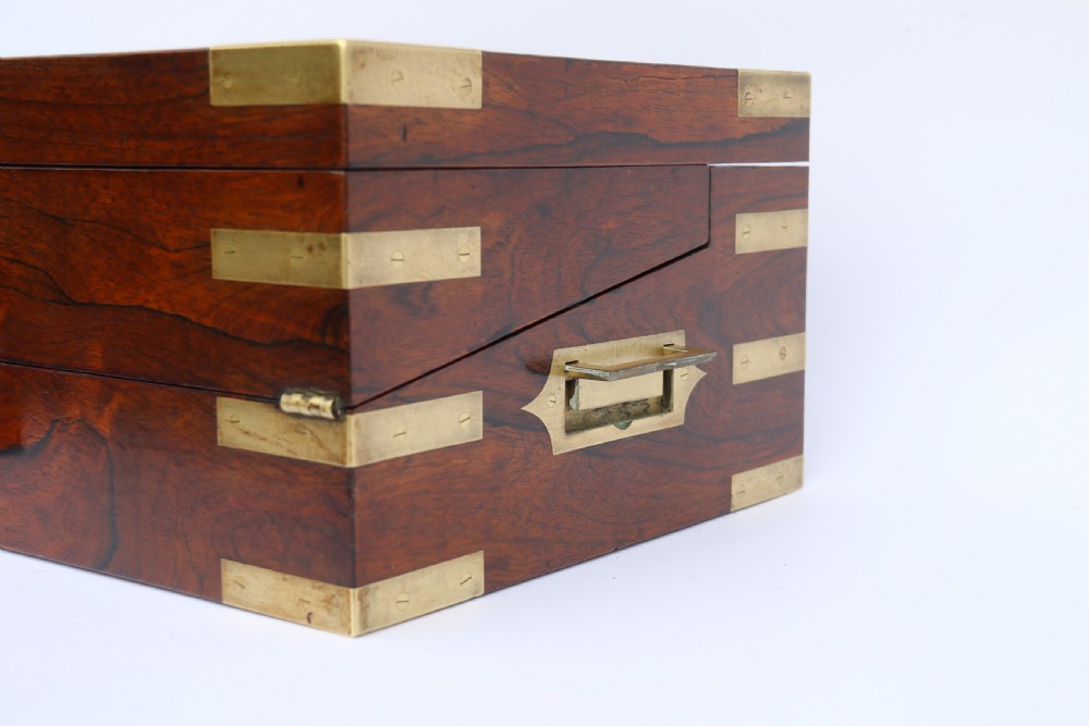 English early 19th century brass mounted campaign writing box by Hicks of London, circa 1825

 View X