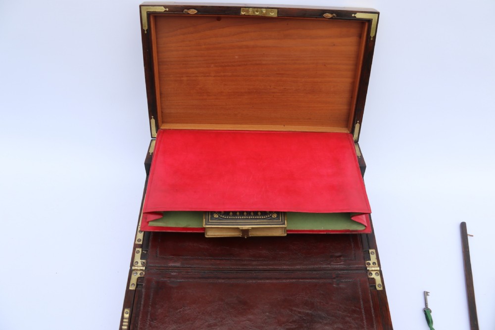 English early 19th century brass mounted campaign writing box by Hicks of London, circa 1825

 View XV