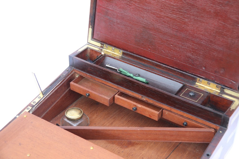 English early 19th century brass mounted campaign writing box by Hicks of London, circa 1825

 View XX