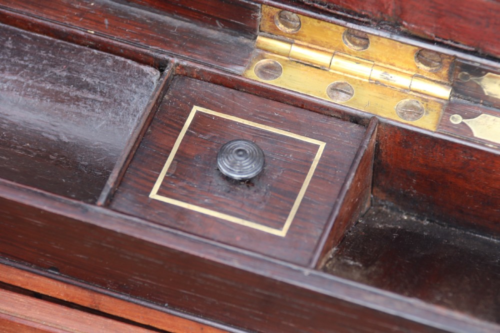 English early 19th century brass mounted campaign writing box by Hicks of London, circa 1825

 View XXIII