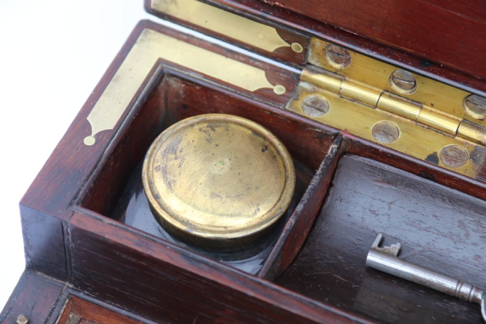English early 19th century brass mounted campaign writing box by Hicks of London, circa 1825

 View XXIV