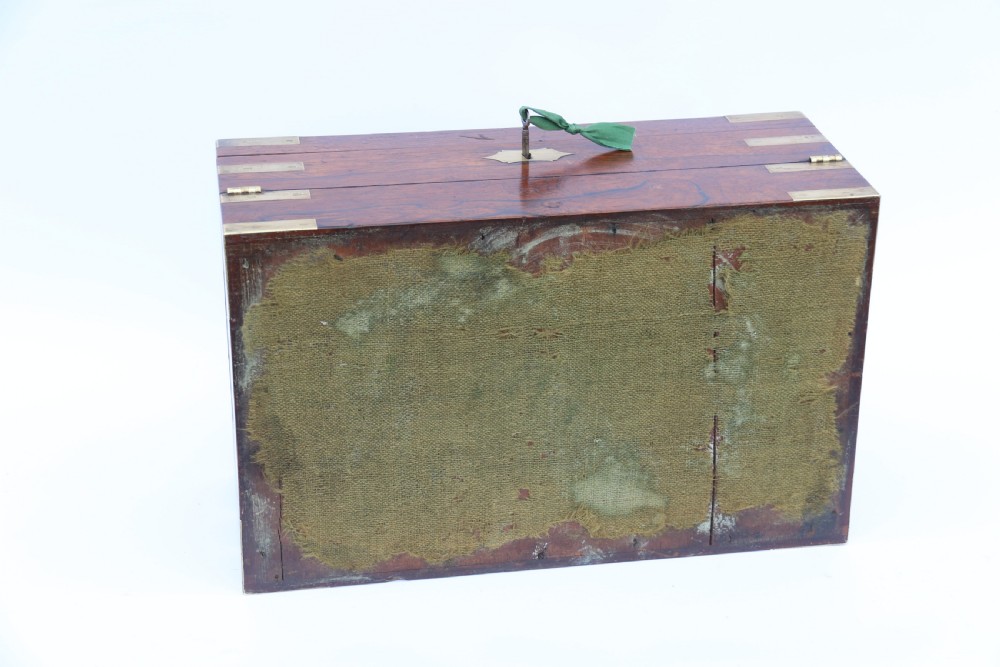 English early 19th century brass mounted campaign writing box by Hicks of London, circa 1825

 View XXX