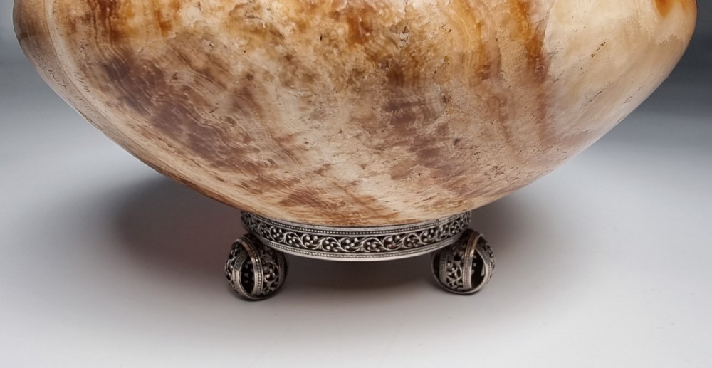 An Italian specimen marble silver mounted bowl and cover View IX