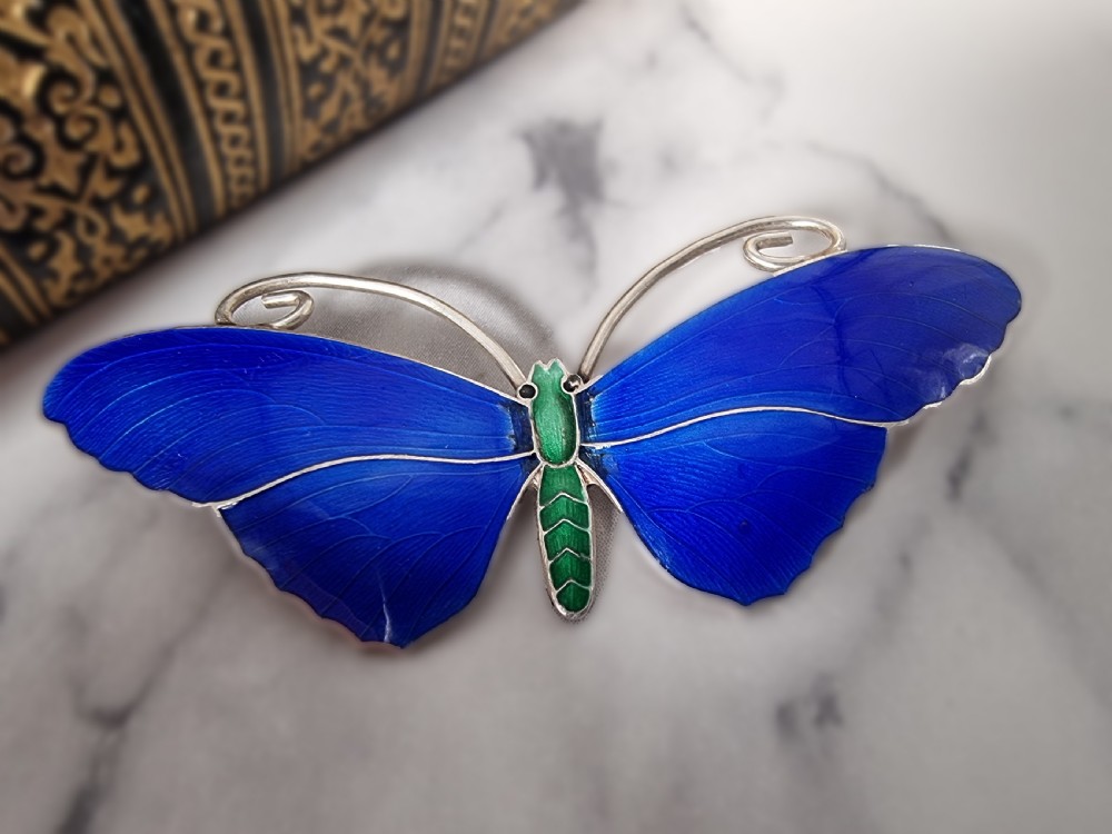 A fine silver and enamelled butterfly brooch circa 1930