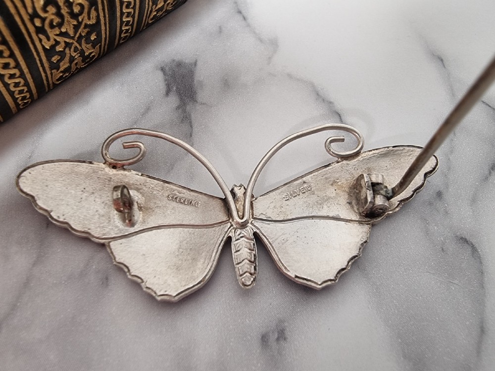 A fine silver and enamelled butterfly brooch circa 1930 View IV