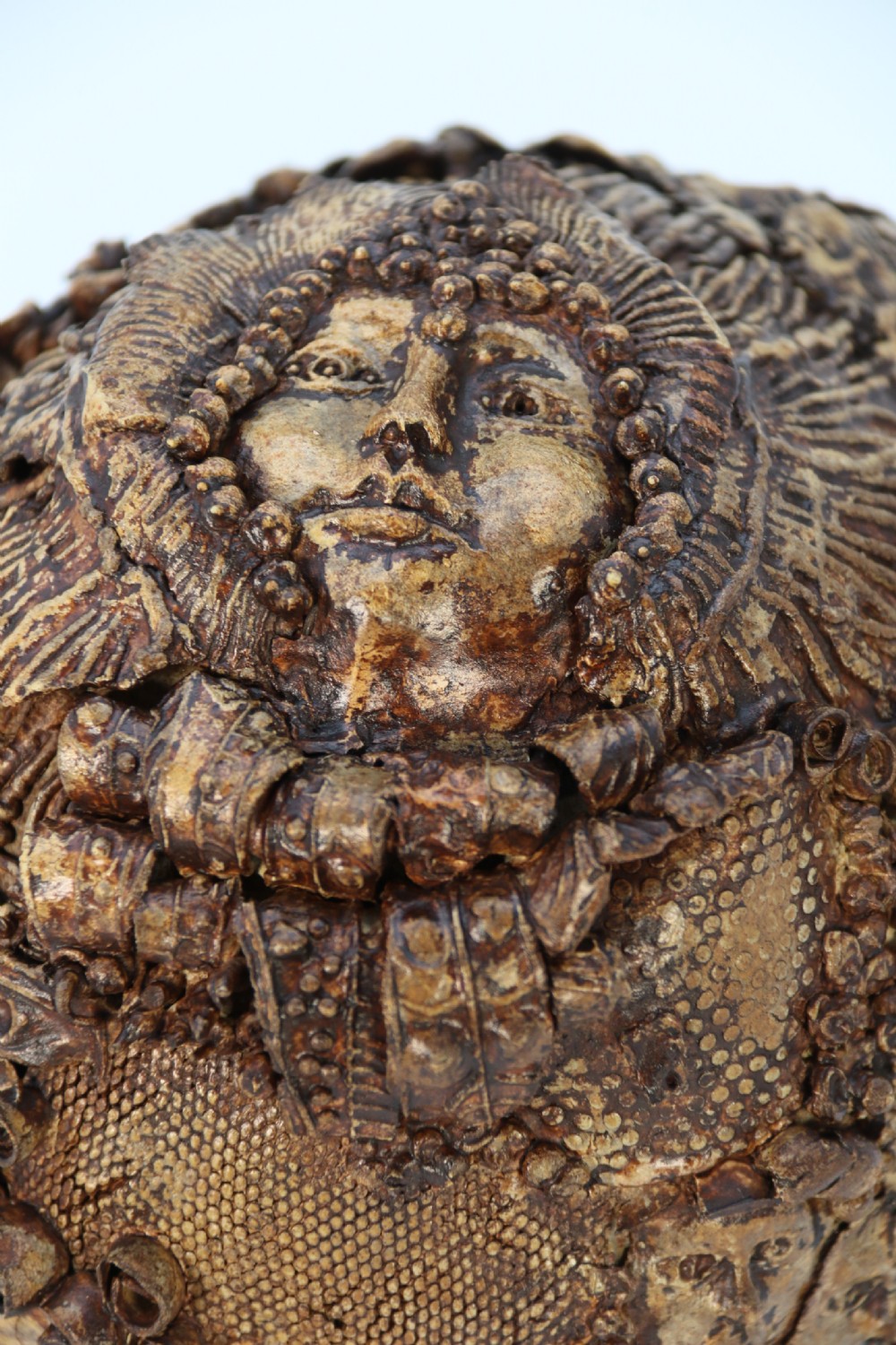 A rare studio pottery hand created mythical sculpture of the many faces of sea urchins. View XIII