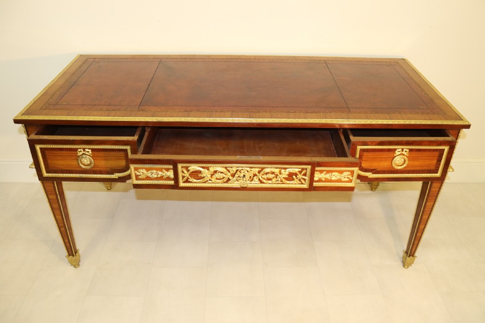 A superb French Louis XVI style  mahogany Bureau Plat or writing table circa 1880

 View XVI