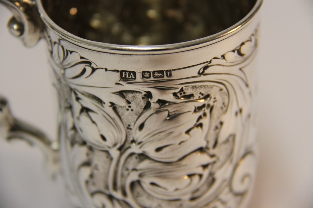 Antique hallmarked silver Edwardian period tankard View VI