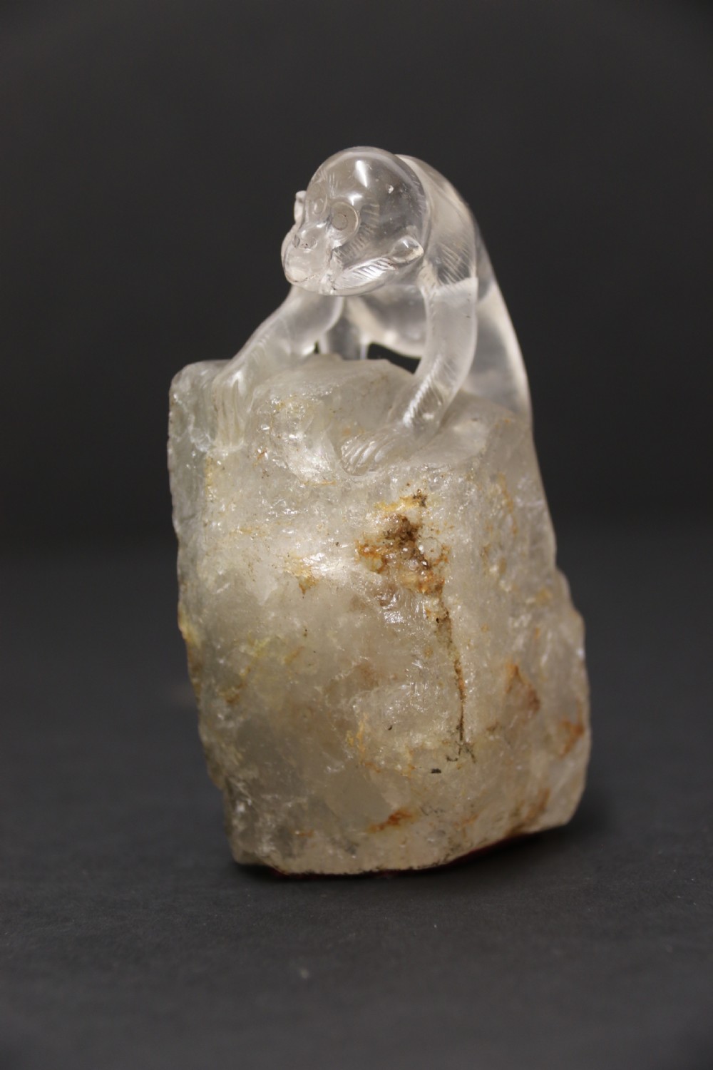 A Chinese quartz rock crystal study of a monkey circa 1920 View II